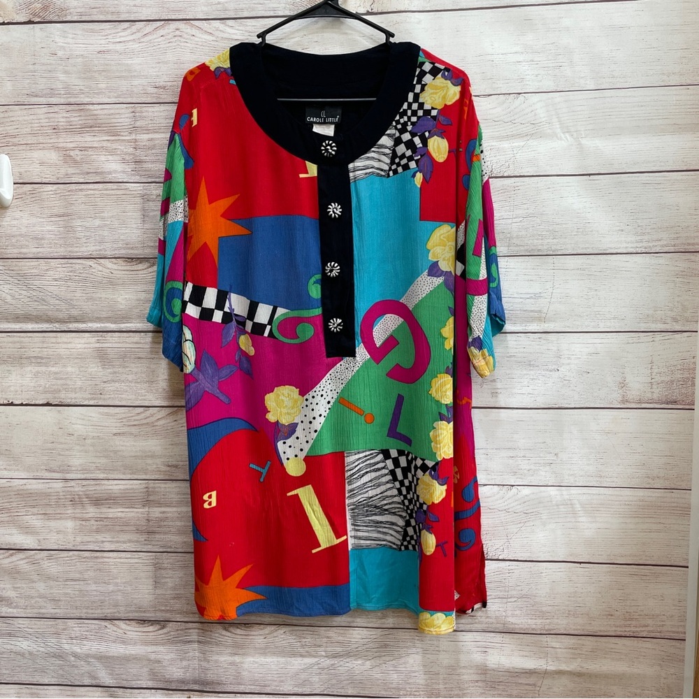 VINTAGE CAROLE LITTLE MINI DRESS IN ABSTRACT PRINT